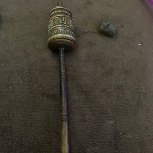 Antique Tibetan Prayer Wheel Carved with Buddhist Mantras (known as Mani wheel)